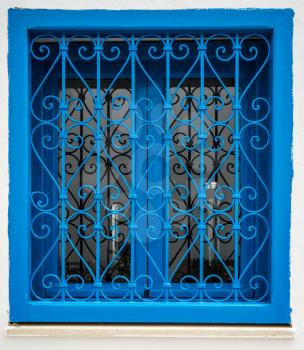 Traditional blue window from Sidi Bou Said in Tunisia