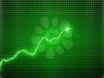 Green trend graph as symbol of economic or business growth. Useful for analytics
