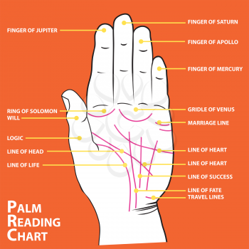 Royalty Free Clipart Image of a Palm Reading Chart