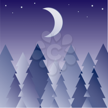Royalty Free Clipart Image of a Forest at Night