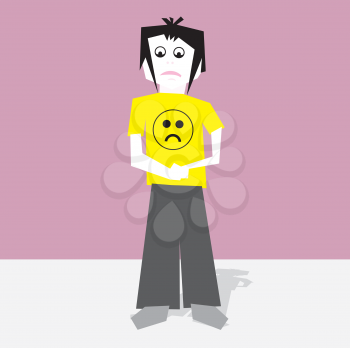 Royalty Free Clipart Image of a Person With a Sad Face