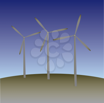 Royalty Free Clipart Image of a Wind Farm
