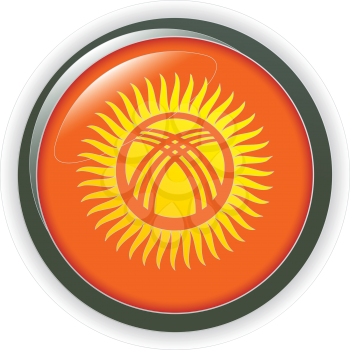 Royalty Free Clipart Image of a Button With a Kyrgyzstan Flag