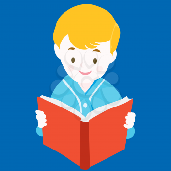 Royalty Free Clipart Image of a Child Reading a Book