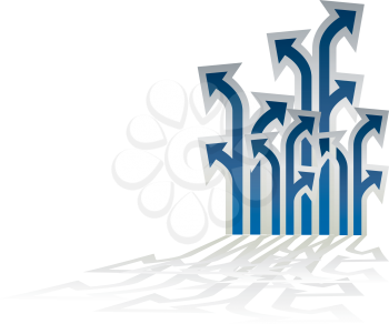 Royalty Free Clipart Image of a Clump of Arrows and Shadows