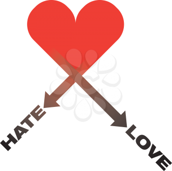 Royalty Free Clipart Image of a Love Hate Heart