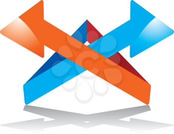 Royalty Free Clipart Image of Two Connected Arrows