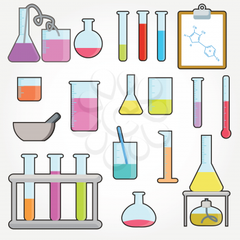 Royalty Free Clipart Image of Beakers and Test Tubes