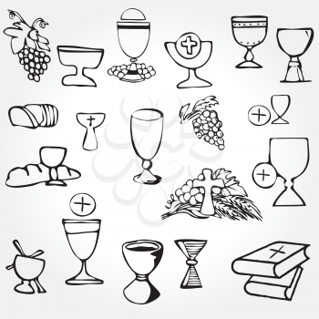 Royalty Free Clipart Image of a Set of Communion Elements
