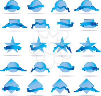 Royalty Free Clipart Image of a Set of Elements in Blue