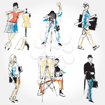 Royalty Free Clipart Image of People of Various Occupatins