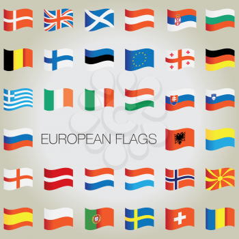 Royalty Free Clipart Image of a Set of Some European Flags
