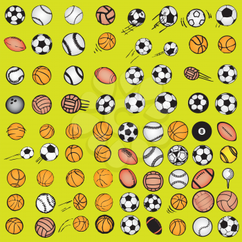 Royalty Free Clipart Image of a Sports Ball Background