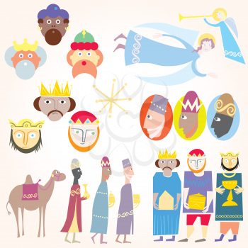 Royalty Free Clipart Image of The Wise Men and Angels
