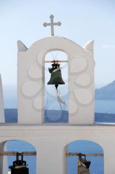 Royalty Free Photo of a Church Bell on Santorini