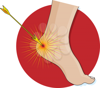 Royalty Free Clipart Image of an Arrow Hitting a Heel
