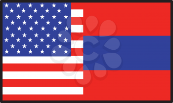 Royalty Free Clipart Image of a Half American, Half Armenian Flag