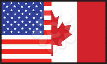 Royalty Free Photo of a Half American, Half Canadian Flag