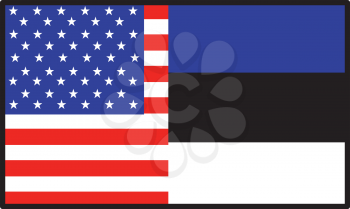 Royalty Free Clipart Image of a Half American, Half Estonia Flag