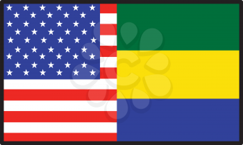 Royalty Free Clipart Image of a Half American, Half Gabon Flag