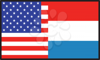 Royalty Free Clipart Image of an American and Luxembourg Flag
