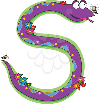 Royalty Free Clipart Image of a Snake in the Shape of an S
