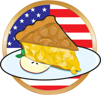 Royalty Free Clipart Image of a Pie on an American Flag