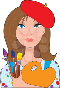 Royalty Free Clipart Image of a Female Artist