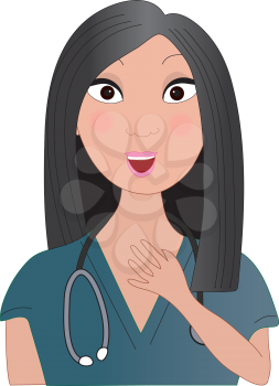 Royalty Free Clipart Image of a Surprised Asian Nurse