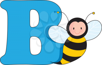 Royalty Free Clipart Image of a Bee With a B