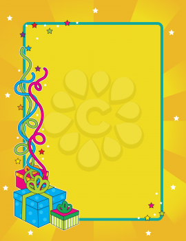 Royalty Free Clipart Image of a Frame With Presents in the Corner