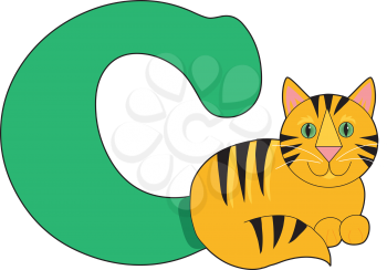 Royalty Free Clipart Image of a Cat With a C
