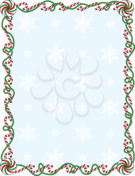 Royalty Free Clipart Image of a Candy Cane and Ribbon Frame