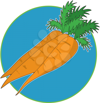 Royalty Free Clipart Image of Carrots on a Blue Circle