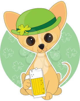 Royalty Free Clipart Image of a Chihuahua With a Beer