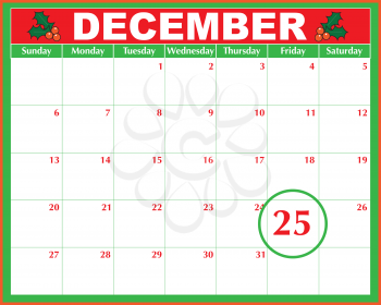 Royalty Free Clipart Image of a Christmas Day Calendar