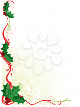 Royalty Free Clipart Image of a Christmas Holly Border