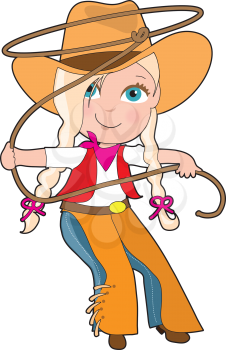 Royalty Free Clipart Image of a Cowgirl Swinging a Lasso