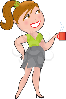 Royalty Free Clipart Image of a Woman With a Cup