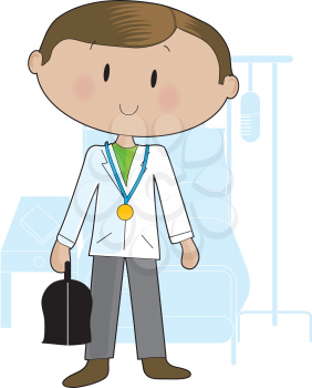 Royalty Free Clipart Image of a Doctor With a Bag