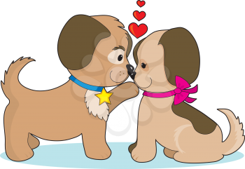 Royalty Free Clipart Image of a Loving Couple of Dogs