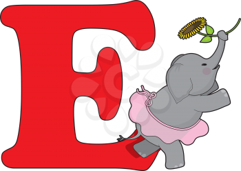 Royalty Free Clipart Image of an Elephant With an E