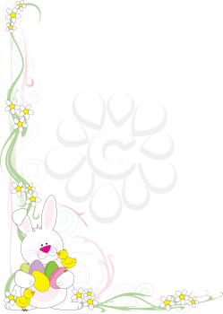 Royalty Free Clipart Image of a Frame With an Easter Bunny