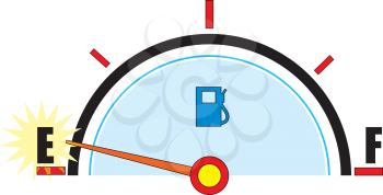 Royalty Free Clipart Image of a Gas Gauge Showing Empty