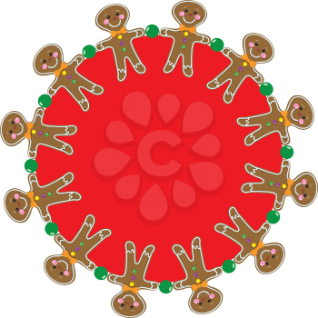 Royalty Free Clipart Image of a Gingerbread Man Circle