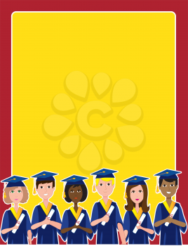 Royalty Free Clipart Image of a Border of Graduates