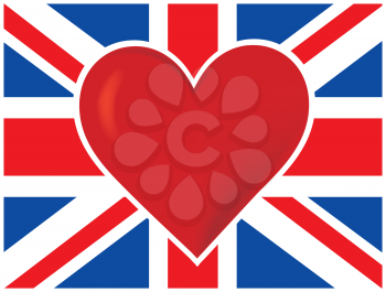 Royalty Free Clipart Image of a British Flag With a Heart in the Centre