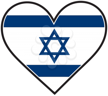 Royalty Free Clipart Image of an Israeli Flag Shaped Like a Heart