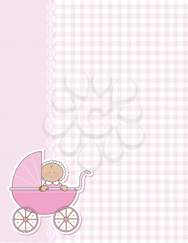Royalty Free Clipart Image of a Background With a Baby Carriage