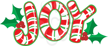 Royalty Free Clipart Image of the Word Joy in Candy Cane Stripes